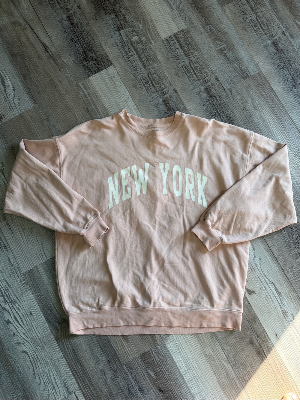 Brandy Melville Oversized Pink 'NEW YORK' Crewneck Sweatshirt